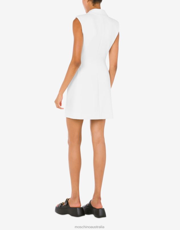 CHAIN & HEART STRETCH CREPE DRESS Moschino Women WHITE 44AA64 Clothing