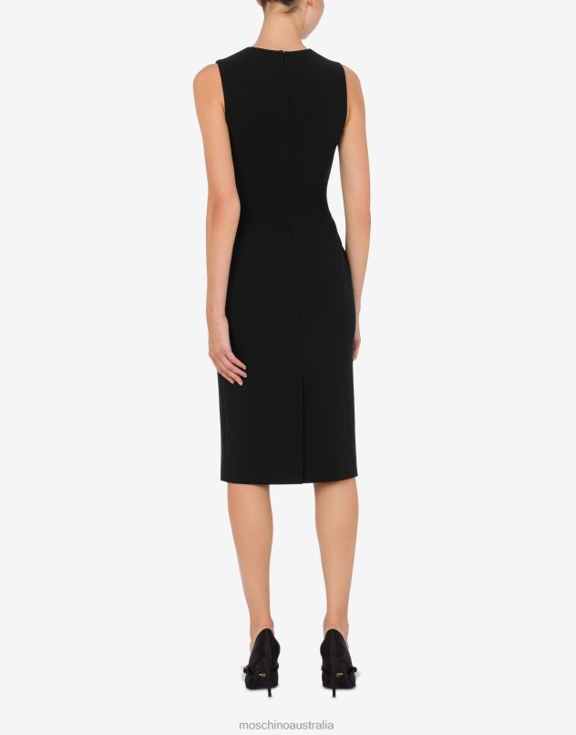 HEART EMBROIDERY CREPE DRESS Moschino Women BLACK 44AA38 Clothing