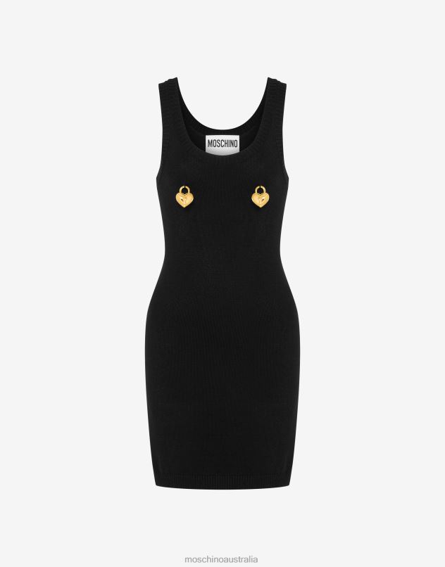 HEART LOCK CHARMS STRETCH DRESS Moschino Women BLACK 44AA42 Clothing