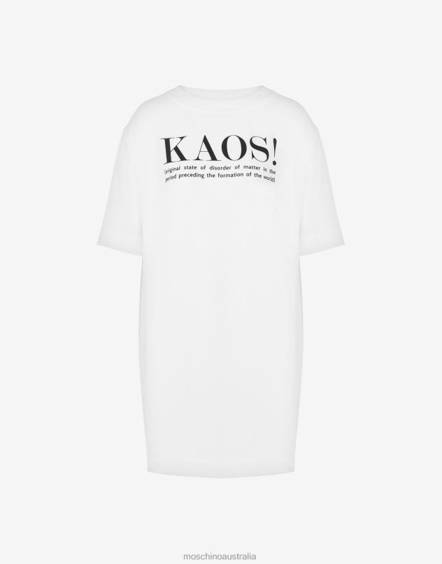 KAOS! PRINT ENVERS SATIN DRESS Moschino Women WHITE 44AA47 Clothing