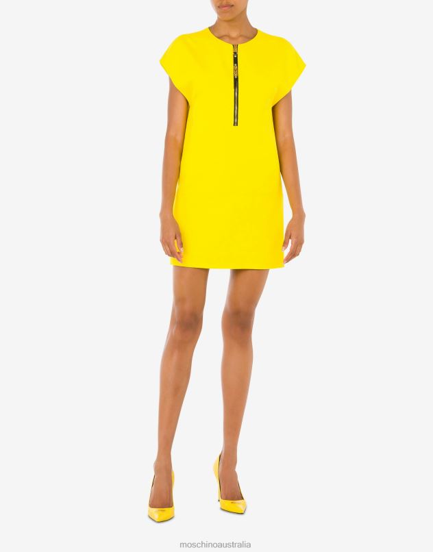 LETTERING ZIPPER PULL ENVERS SATIN DRESS Moschino Women YELLOW 44AA36 Clothing