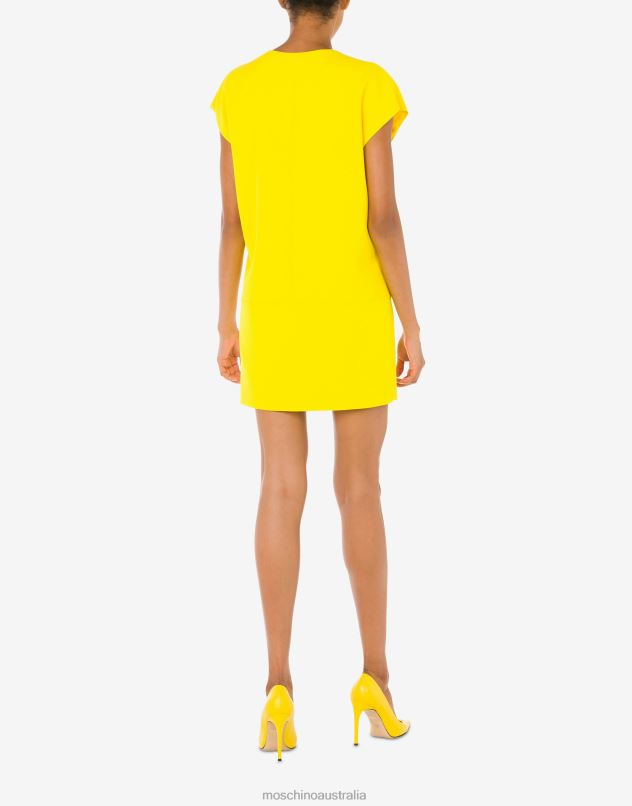 LETTERING ZIPPER PULL ENVERS SATIN DRESS Moschino Women YELLOW 44AA36 Clothing