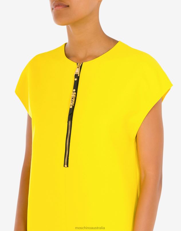 LETTERING ZIPPER PULL ENVERS SATIN DRESS Moschino Women YELLOW 44AA36 Clothing