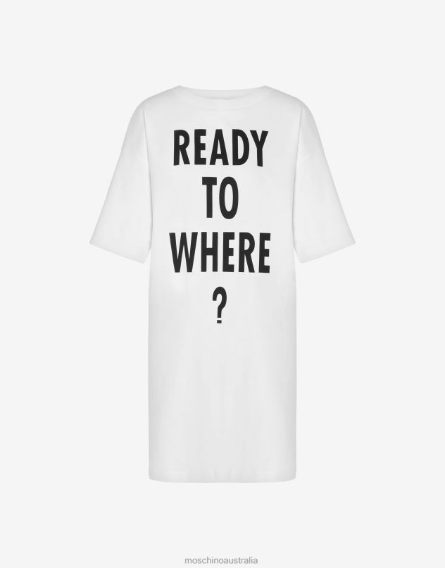 READY TO WHERE? INTERLOCK DRESS Moschino Women WHITE 44AA33 Clothing