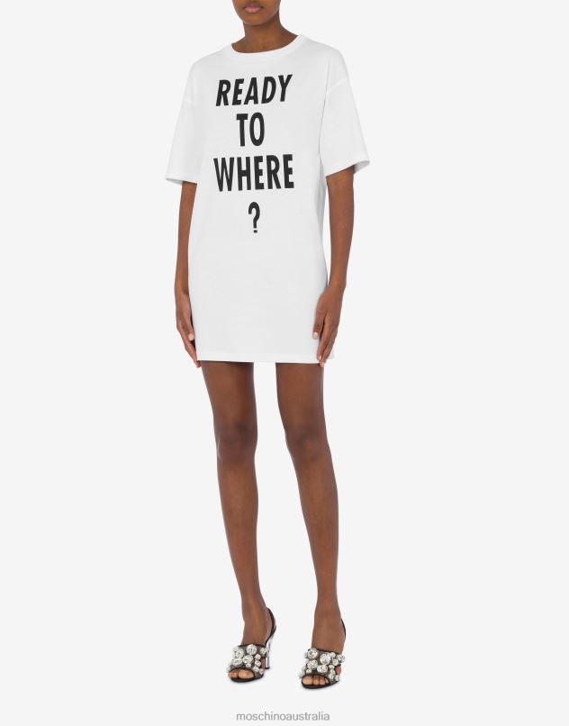 READY TO WHERE? INTERLOCK DRESS Moschino Women WHITE 44AA33 Clothing