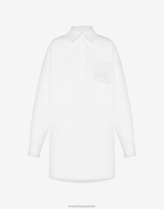 RUBBER PATCH COTTON CLOTH DRESS Moschino Women WHITE 44AA48 Clothing