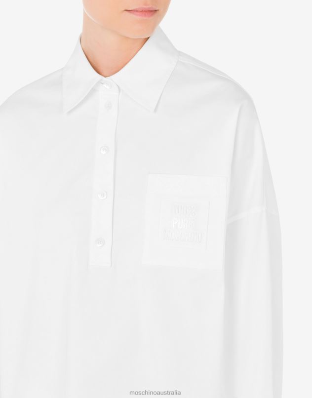 RUBBER PATCH COTTON CLOTH DRESS Moschino Women WHITE 44AA48 Clothing