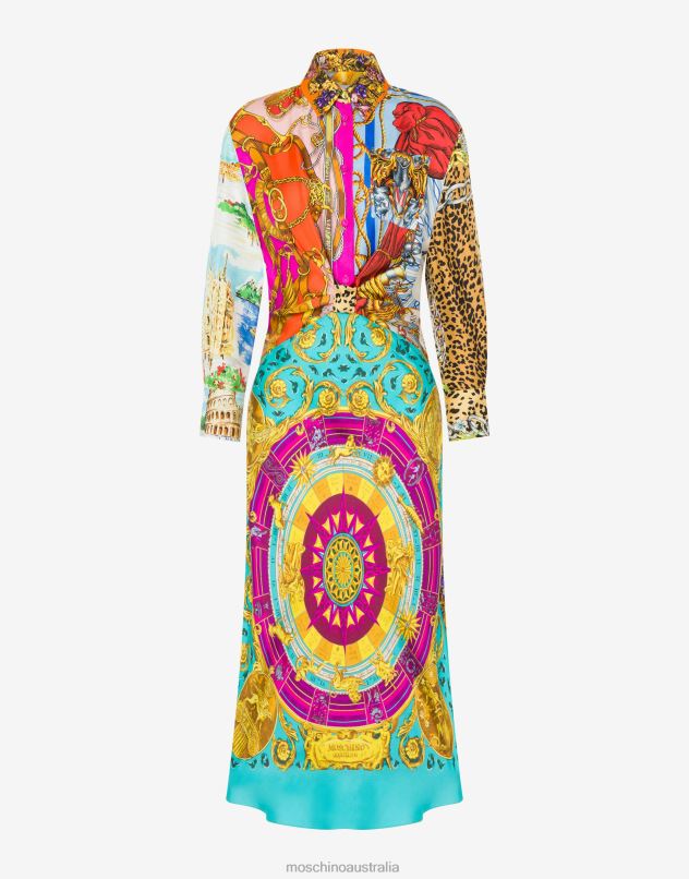 SCARF PRINT TWILL DRESS Moschino Women MULTICOLOURED 44AA65 Clothing