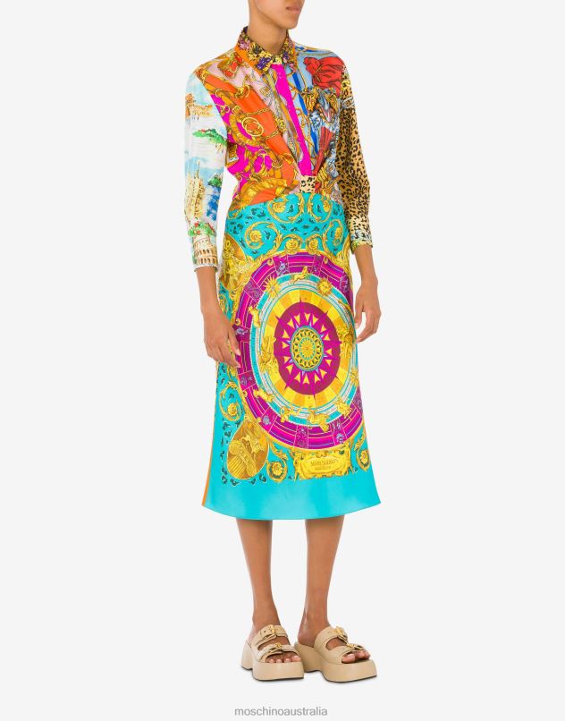 SCARF PRINT TWILL DRESS Moschino Women MULTICOLOURED 44AA65 Clothing