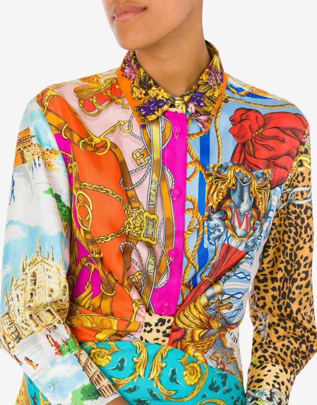 SCARF PRINT TWILL DRESS Moschino Women MULTICOLOURED 44AA65 Clothing