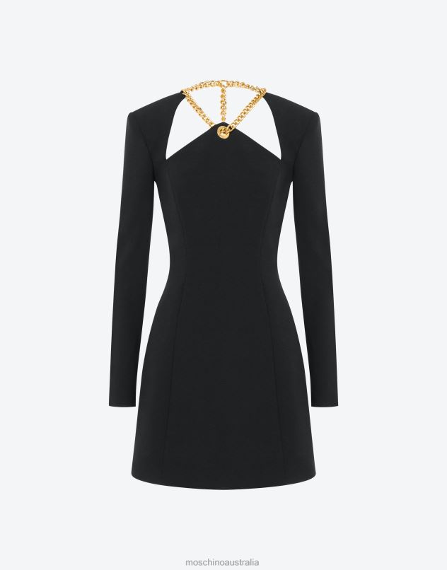 STRETCH CREPE DRESS Moschino Women BLACK 44AA53 Clothing