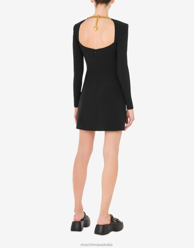 STRETCH CREPE DRESS Moschino Women BLACK 44AA53 Clothing