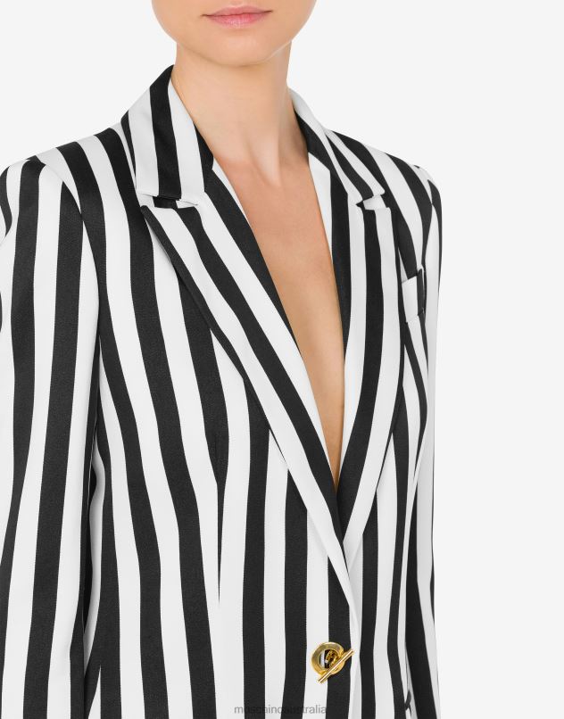 ARCHIVE STRIPES CADY JACKET Moschino Women BLACK 44AA22 Clothing