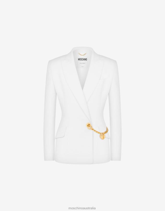 CHAIN & HEART STRETCH CREPE JACKET Moschino Women WHITE 44AA17 Clothing