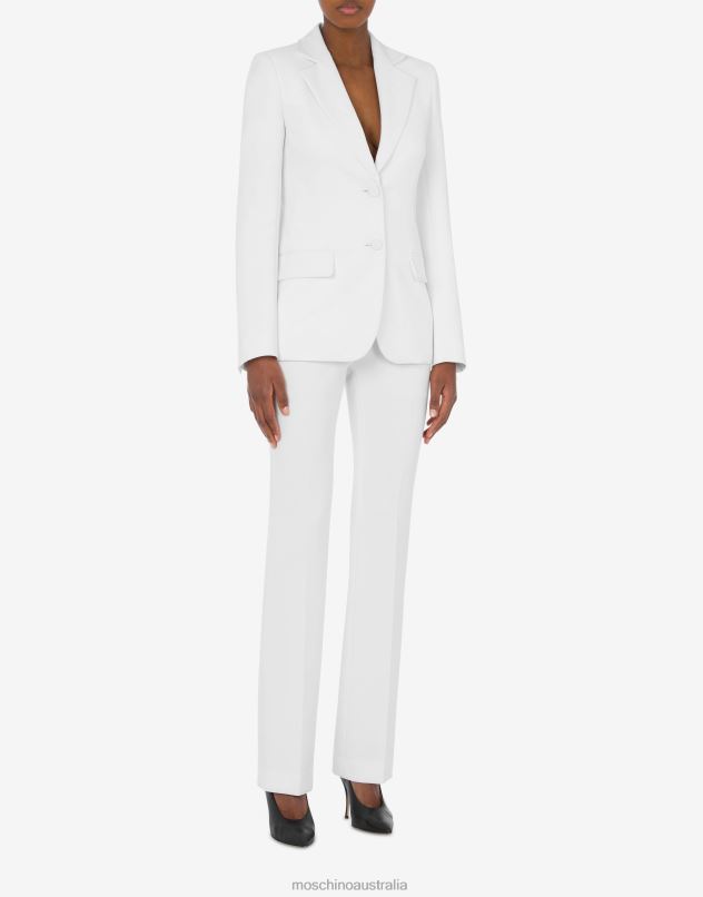 HOUSE SYMBOLS !? CREPE JACKET Moschino Women WHITE 44AA18 Clothing