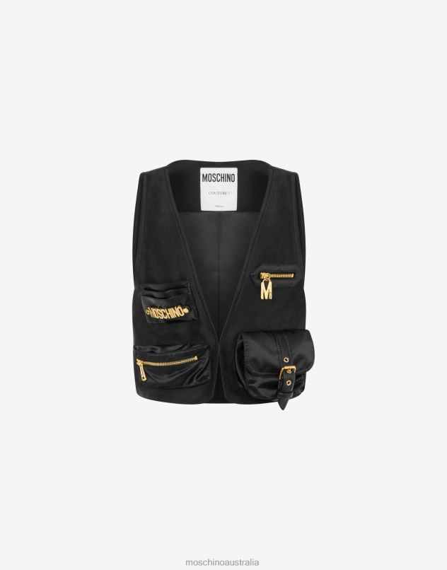 NYLON BAGS HEAVY SATIN GILET Moschino Women BLACK 44AA25 Clothing