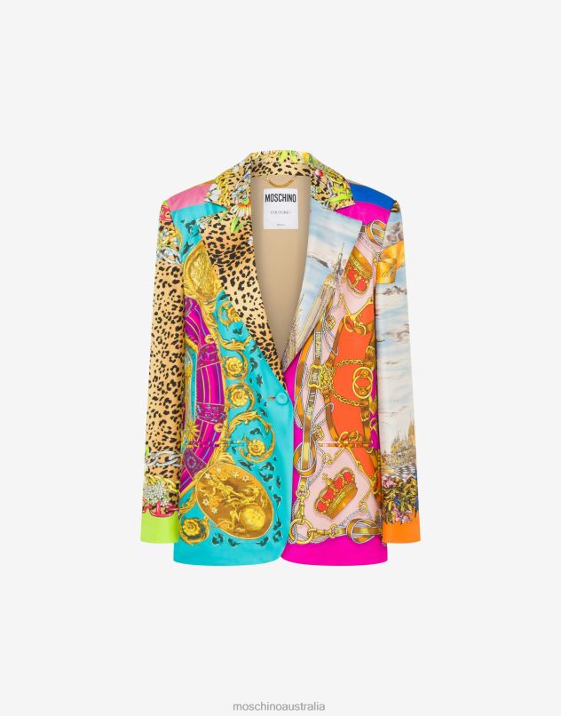 SCARF PRINT TWILL JACKET Moschino Women MULTICOLOURED 44AA14 Clothing