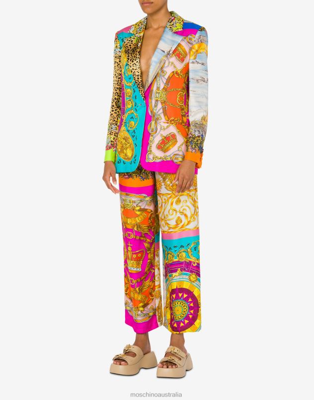 SCARF PRINT TWILL JACKET Moschino Women MULTICOLOURED 44AA14 Clothing