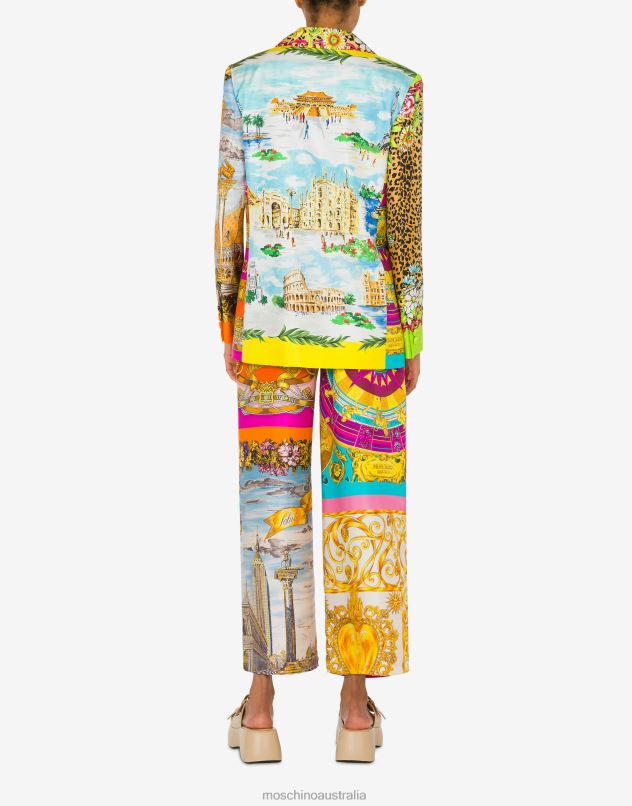 SCARF PRINT TWILL JACKET Moschino Women MULTICOLOURED 44AA14 Clothing