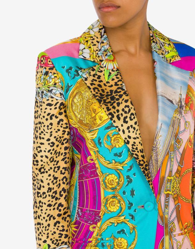 SCARF PRINT TWILL JACKET Moschino Women MULTICOLOURED 44AA14 Clothing