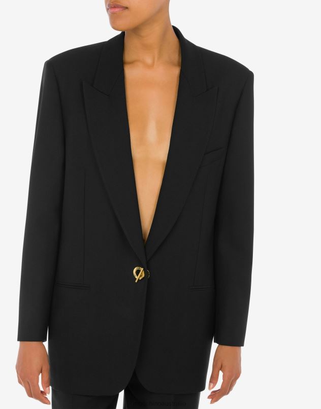 STRETCH GABARDINE JACKET Moschino Women BLACK 44AA20 Clothing