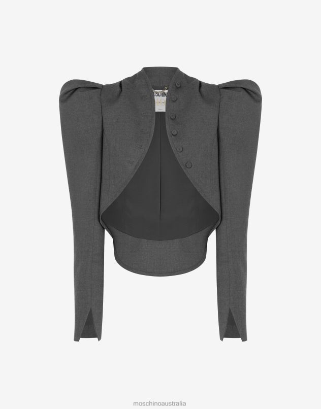 WOOL CANVAS CROPPED JACKET Moschino Women GREY 44AA26 Clothing