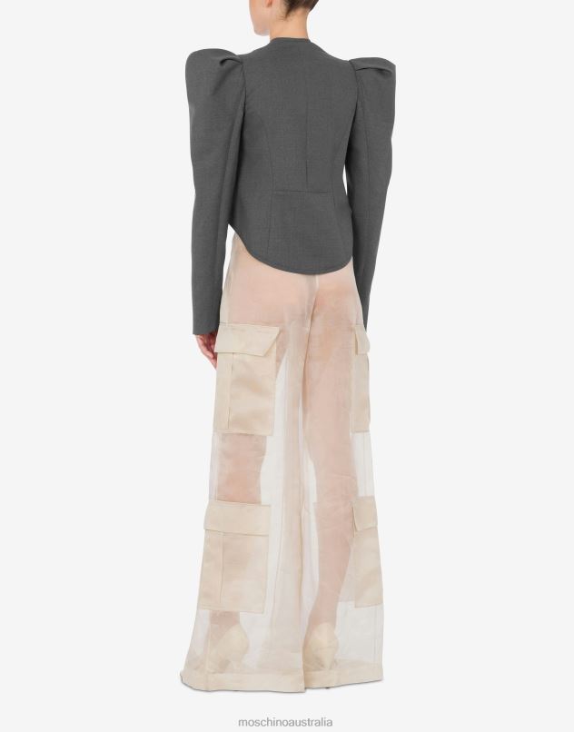 WOOL CANVAS CROPPED JACKET Moschino Women GREY 44AA26 Clothing