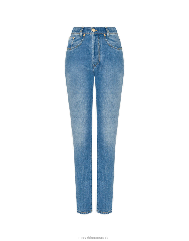 BLUE COTTON DENIM TROUSERS Moschino Women BLUE DENIM 44AA162 Clothing