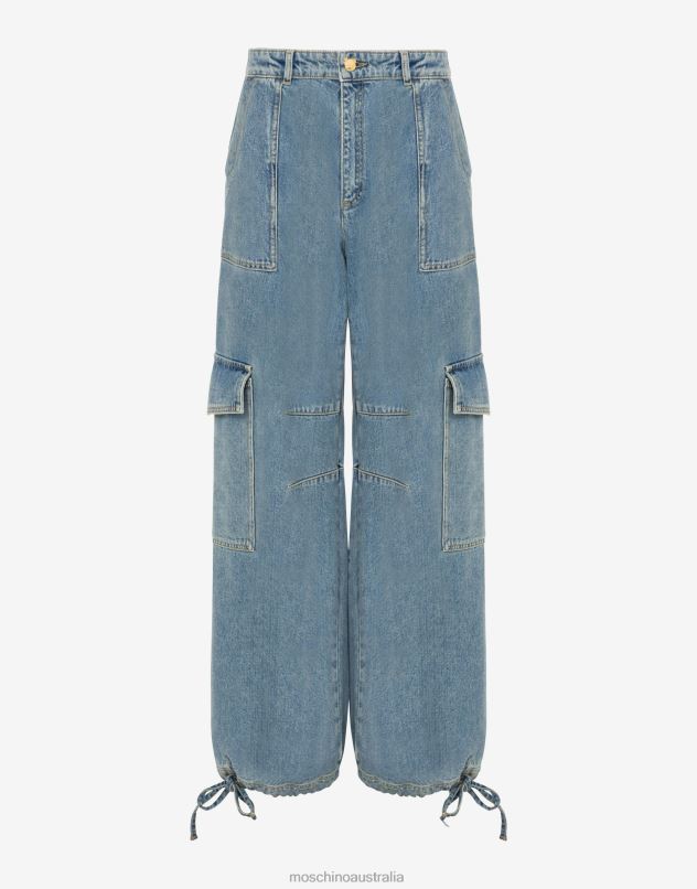 BLUE DENIM OVERSIZED TROUSERS Moschino Women BLUE DENIM 44AA172 Clothing