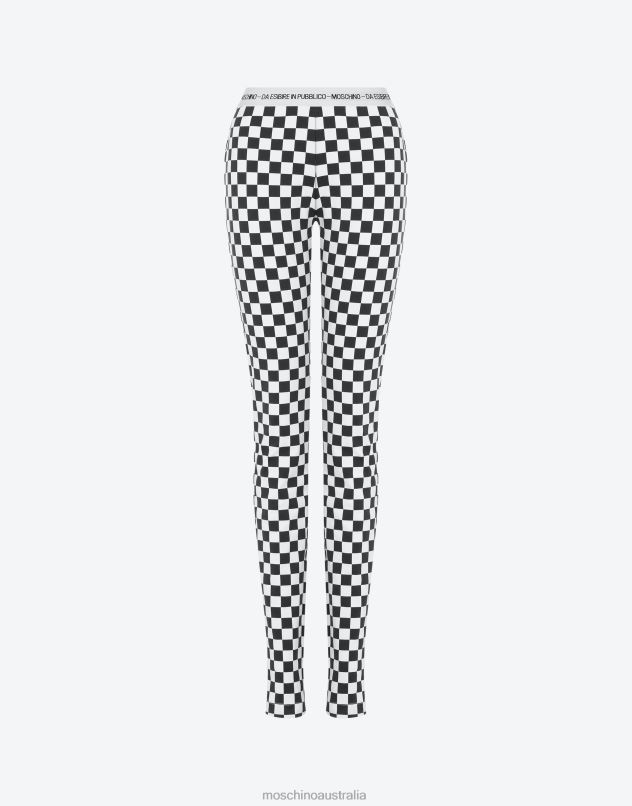 CHECK TECHNICAL JERSEY LEGGINGS Moschino Women WHITE 44AA156 Clothing