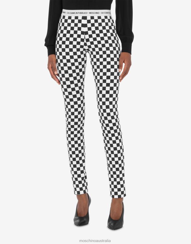 CHECK TECHNICAL JERSEY LEGGINGS Moschino Women WHITE 44AA156 Clothing