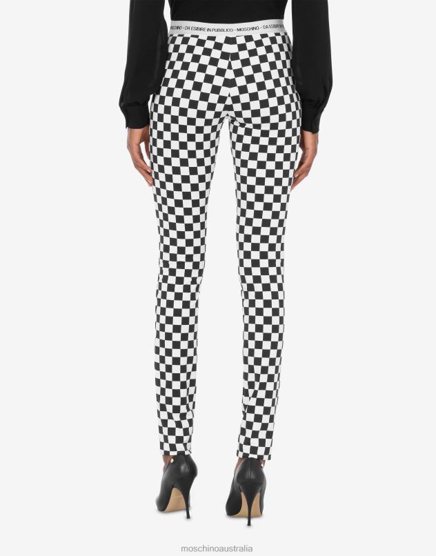 CHECK TECHNICAL JERSEY LEGGINGS Moschino Women WHITE 44AA156 Clothing