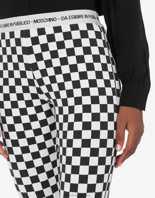 CHECK TECHNICAL JERSEY LEGGINGS Moschino Women WHITE 44AA156 Clothing