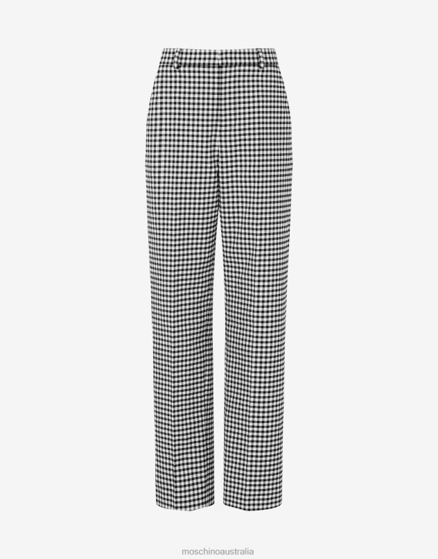COTTON AND NYLON GINGHAM TROUSERS Moschino Women BLACK 44AA155 Clothing
