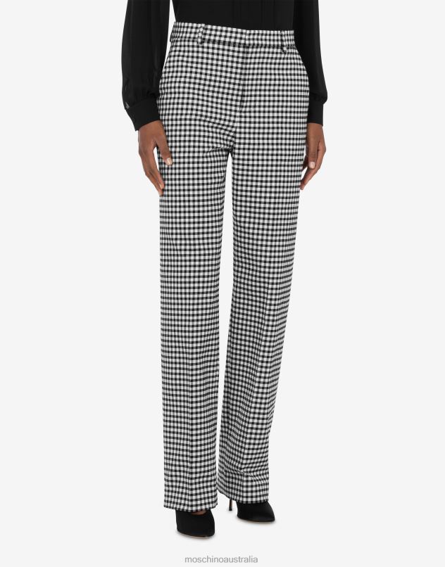 COTTON AND NYLON GINGHAM TROUSERS Moschino Women BLACK 44AA155 Clothing