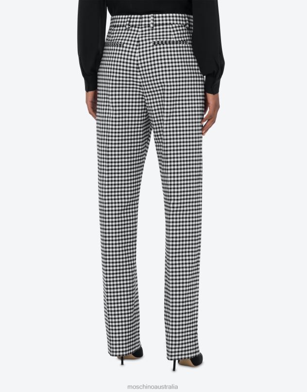 COTTON AND NYLON GINGHAM TROUSERS Moschino Women BLACK 44AA155 Clothing