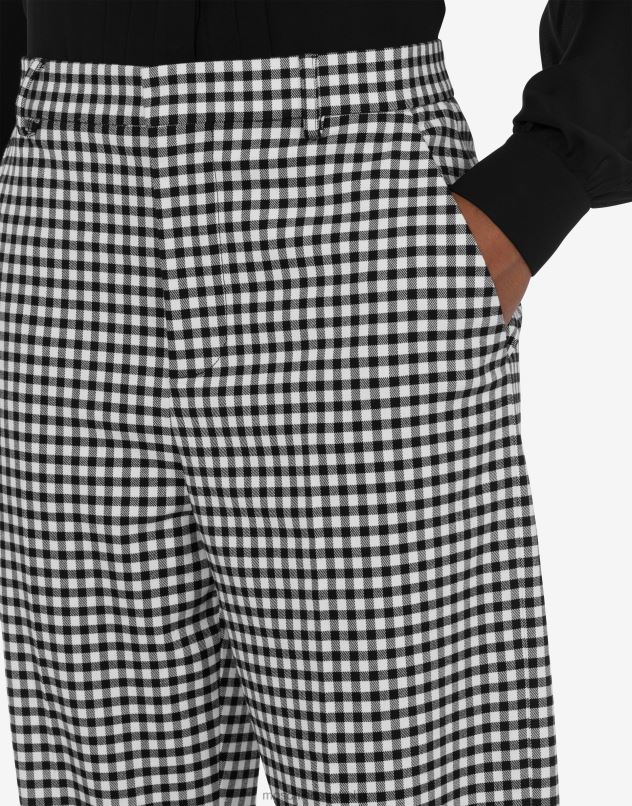 COTTON AND NYLON GINGHAM TROUSERS Moschino Women BLACK 44AA155 Clothing