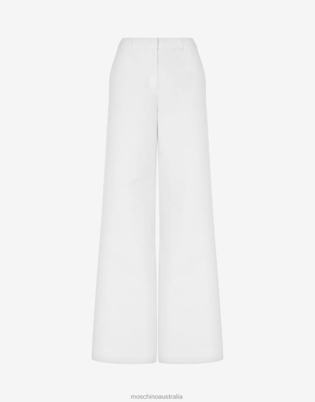 COTTON DUCHESSE PALAZZO TROUSERS Moschino Women WHITE 44AA148 Clothing