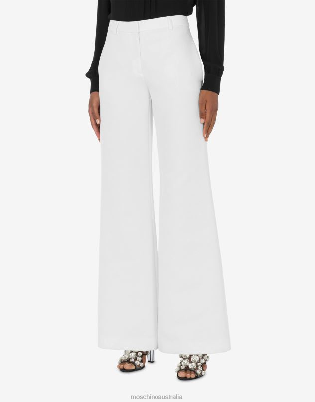 COTTON DUCHESSE PALAZZO TROUSERS Moschino Women WHITE 44AA148 Clothing