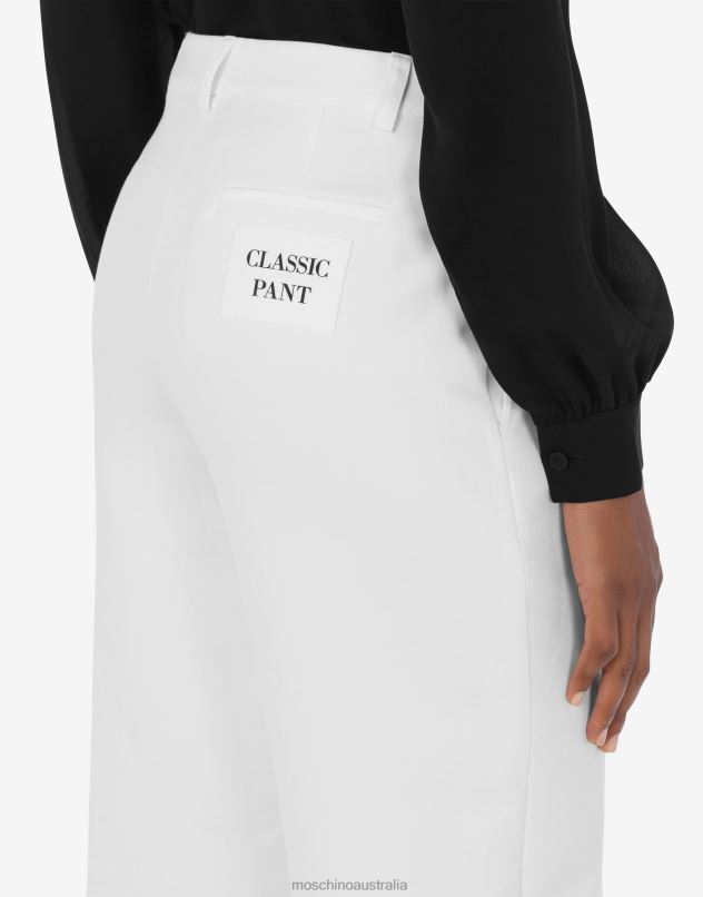 COTTON DUCHESSE PALAZZO TROUSERS Moschino Women WHITE 44AA148 Clothing