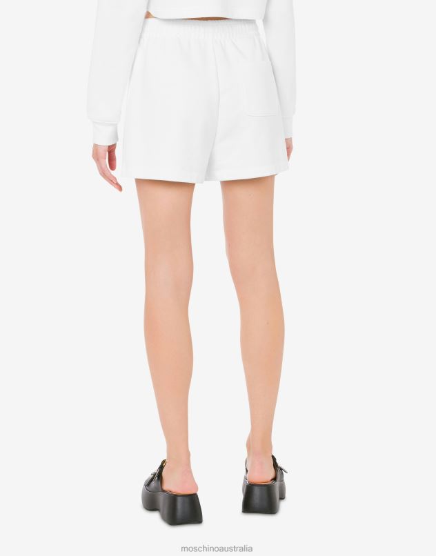 DRAWN TEDDY BEAR ORGANIC FLEECE SHORTS Moschino Women WHITE 44AA168 Clothing