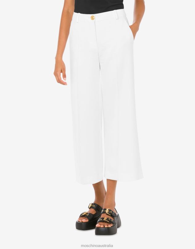 GOLD BUTTON CADY CROPPED TROUSERS Moschino Women WHITE 44AA171 Clothing