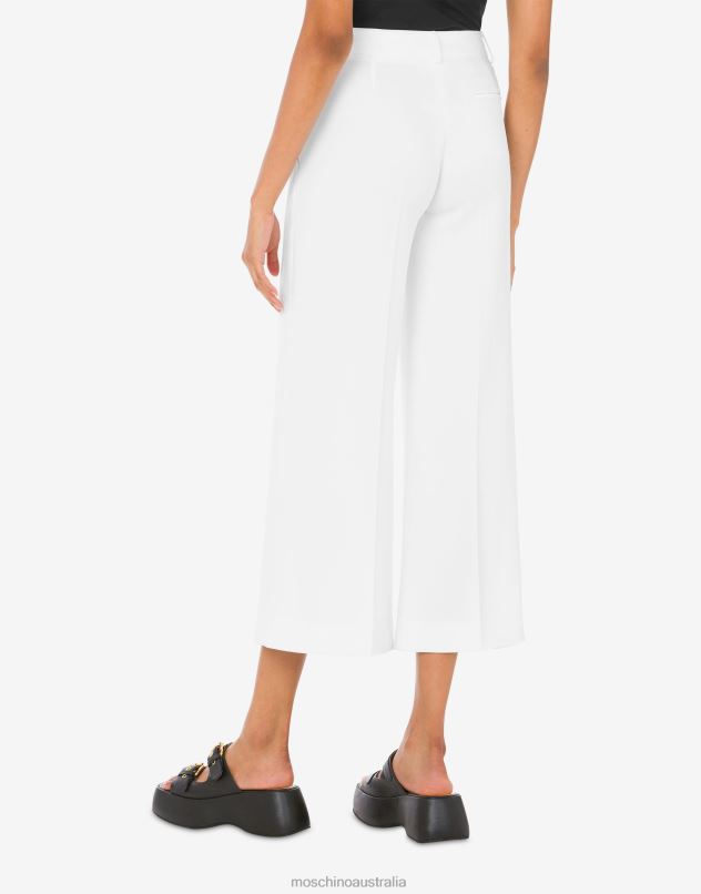 GOLD BUTTON CADY CROPPED TROUSERS Moschino Women WHITE 44AA171 Clothing