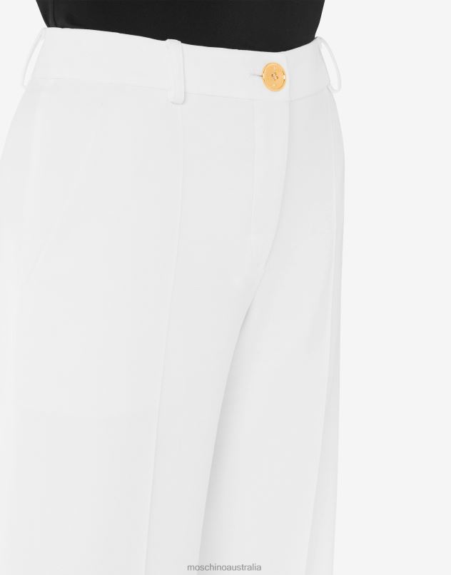 GOLD BUTTON CADY CROPPED TROUSERS Moschino Women WHITE 44AA171 Clothing
