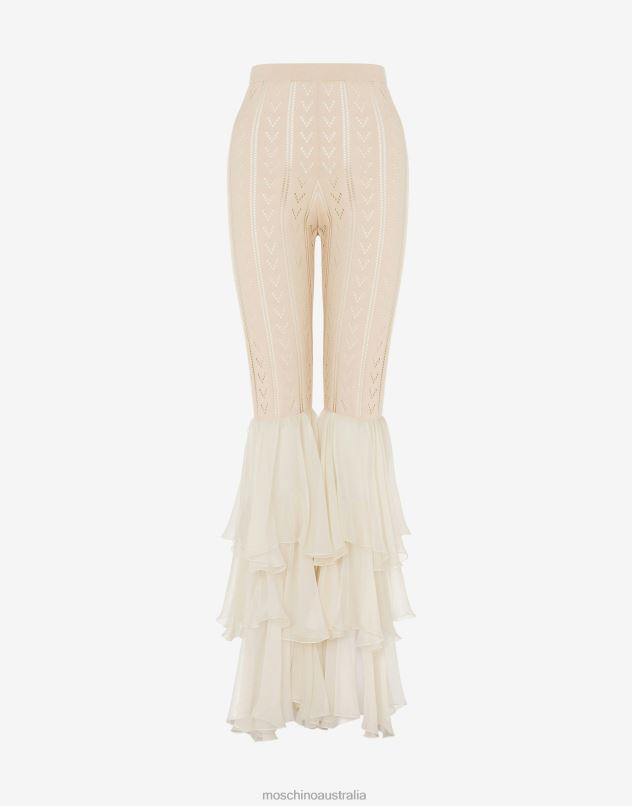 KNITTED LEGGINGS WITH RUFFLES Moschino Women IVORY 44AA157 Clothing