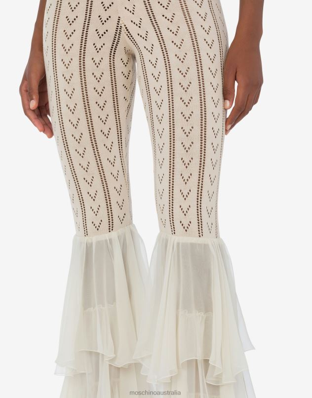 KNITTED LEGGINGS WITH RUFFLES Moschino Women IVORY 44AA157 Clothing