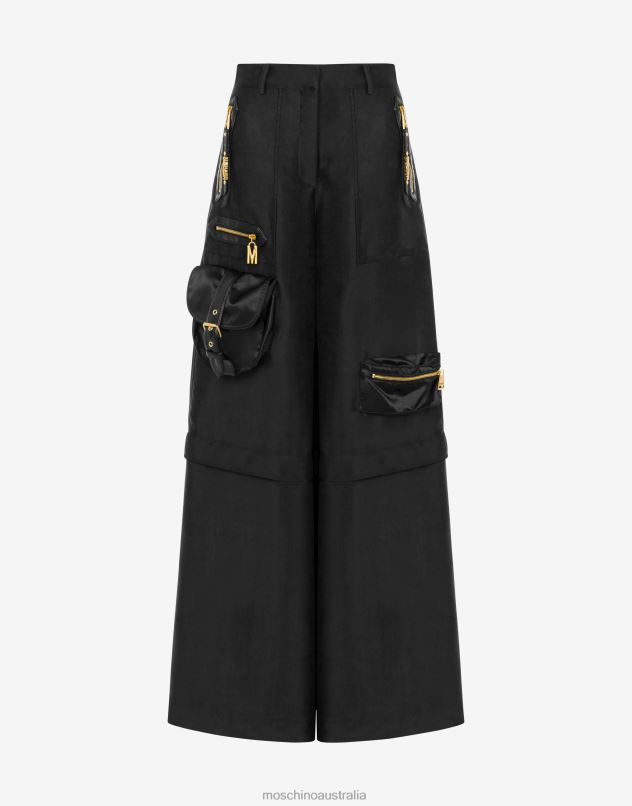NYLON BAGS SATIN OVERSIZED TROUSERS Moschino Women BLACK 44AA167 Clothing