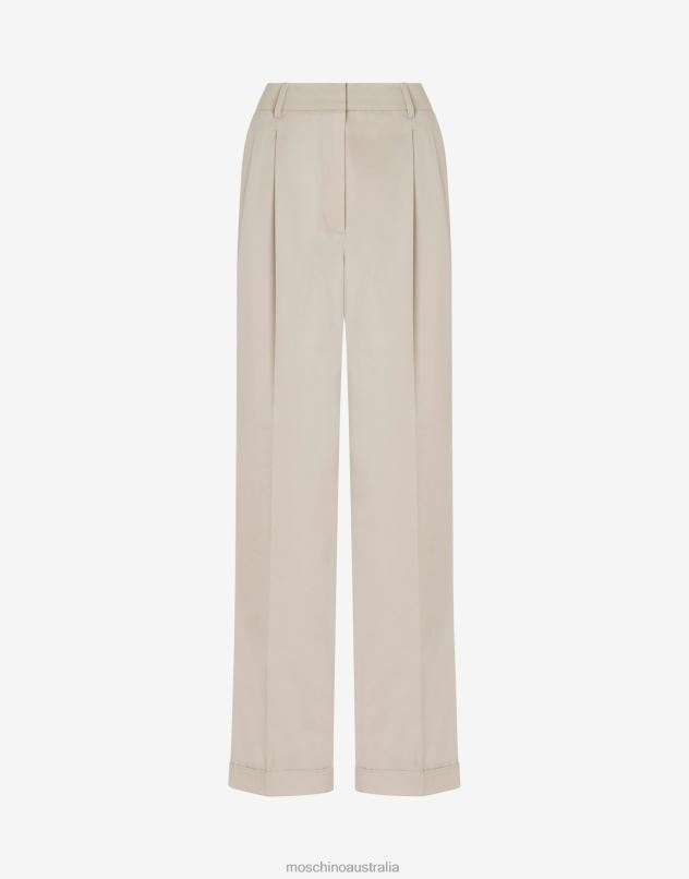 STRETCH COTTON CANVAS TROUSERS Moschino Women LIGHT BROWN 44AA149 Clothing