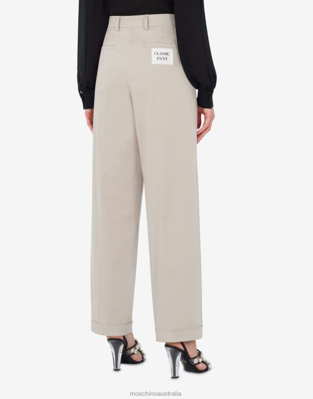 STRETCH COTTON CANVAS TROUSERS Moschino Women LIGHT BROWN 44AA149 Clothing
