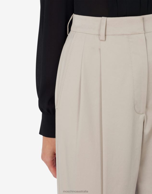 STRETCH COTTON CANVAS TROUSERS Moschino Women LIGHT BROWN 44AA149 Clothing